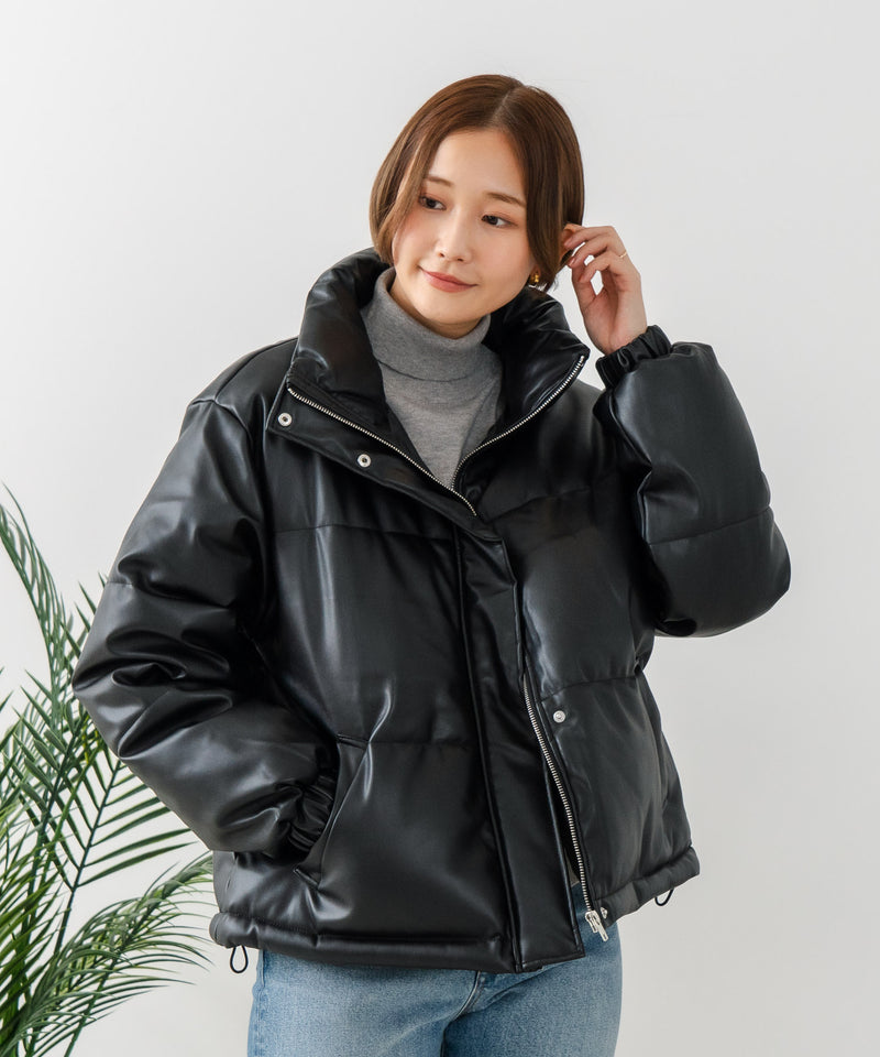 【C-FORT POINT/フォートポイント】フェイクレザー 中綿ブルゾン