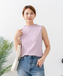【C-FORTPOINT/フォートポイント】【ひんやり接触冷感 オンにもオフにも！】カット楊柳 ノースリーブTシャツ タンクトップ 着痩せ きれいめ カジュアル 涼しい