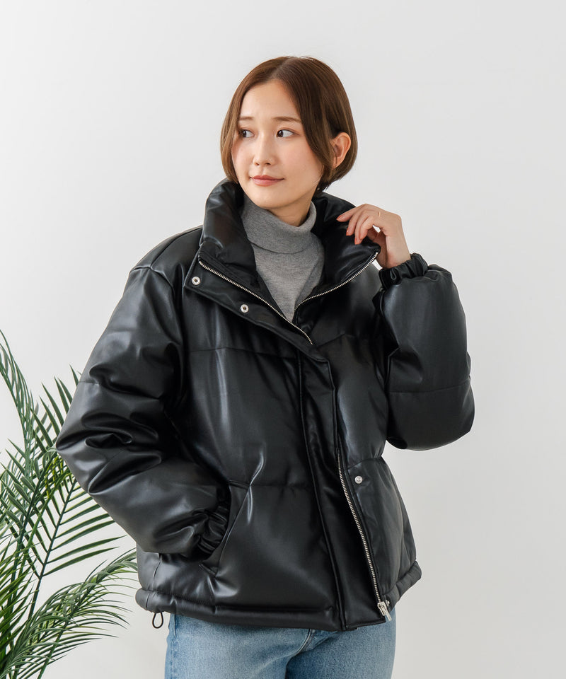 【C-FORT POINT/フォートポイント】フェイクレザー 中綿ブルゾン