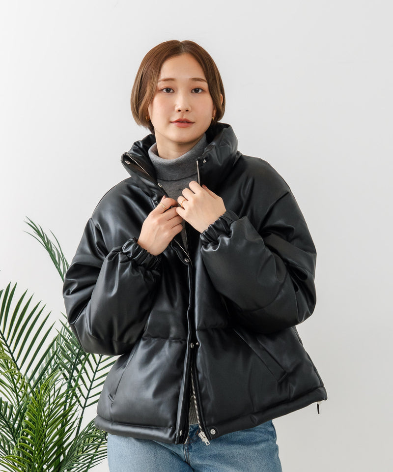 【C-FORT POINT/フォートポイント】フェイクレザー 中綿ブルゾン