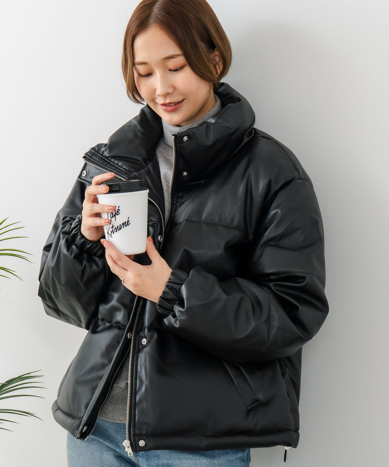 【C-FORT POINT/フォートポイント】フェイクレザー 中綿ブルゾン