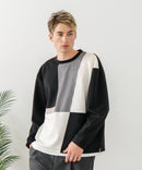 【BLUE STANDARD/ブルースタンダード】パフィースウェット 切り替え クルーネック トレーナー ストレッチ 春服