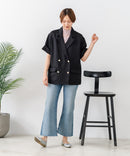 【C-FORT POINT/フォートポイント】きれいめ華やか サマーツイード 半袖 ダブルテーラードジャケット 高見え 上品 通勤 オフィス 韓国ファッション