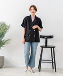 【C-FORT POINT/フォートポイント】きれいめ華やか サマーツイード 半袖 ダブルテーラードジャケット 高見え 上品 通勤 オフィス 韓国ファッション