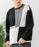 【BLUE STANDARD/ブルースタンダード】パフィースウェット 切り替え クルーネック トレーナー ストレッチ 春服