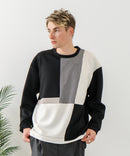 【BLUE STANDARD/ブルースタンダード】パフィースウェット 切り替え クルーネック トレーナー ストレッチ 春服