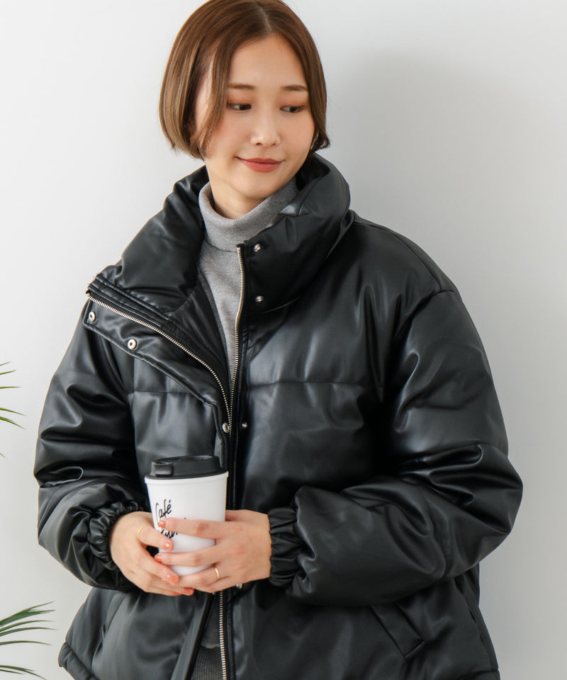 【C-FORT POINT/フォートポイント】フェイクレザー 中綿ブルゾン