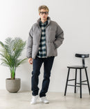 【Blue Standard/ブルースタンダード】ウールタッチ ヘリンボーン ファイバーダウンジャケット 軽量 大人カジュアル