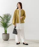 【fort point/フォートポイント】梨地 クルーネック ジップカーディガン