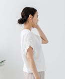 5分袖 刺繍 ねじりスリーブTシャツ【C17/シーセブンティーン】