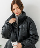 【C-FORT POINT/フォートポイント】フェイクレザー 中綿ブルゾン