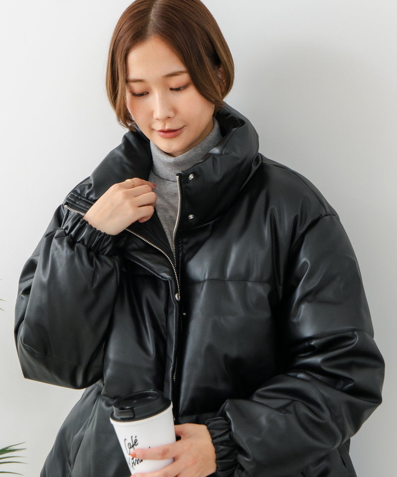 【C-FORT POINT/フォートポイント】フェイクレザー 中綿ブルゾン