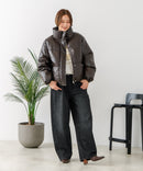 【C-FORT POINT/フォートポイント】フェイクレザー 中綿ブルゾン