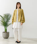 【fort point/フォートポイント】梨地 クルーネック ジップカーディガン