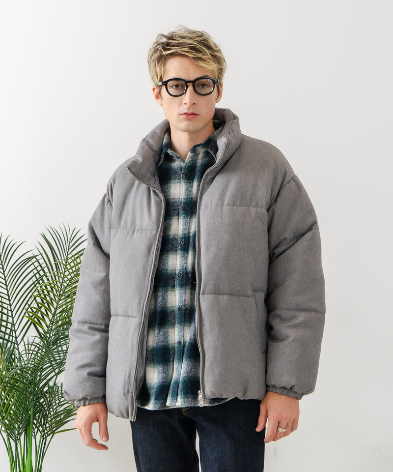 【Blue Standard/ブルースタンダード】ウールタッチ ヘリンボーン ファイバーダウンジャケット 軽量 大人カジュアル