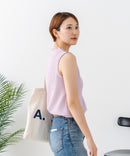 【C-FORTPOINT/フォートポイント】【ひんやり接触冷感 オンにもオフにも！】カット楊柳 ノースリーブTシャツ タンクトップ 着痩せ きれいめ カジュアル 涼しい