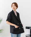 【C-FORT POINT/フォートポイント】きれいめ華やか サマーツイード 半袖 ダブルテーラードジャケット 高見え 上品 通勤 オフィス 韓国ファッション
