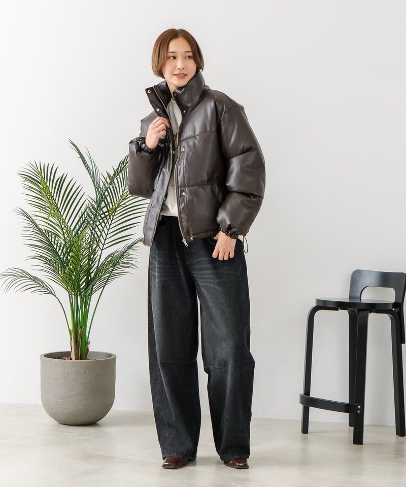 【C-FORT POINT/フォートポイント】フェイクレザー 中綿ブルゾン