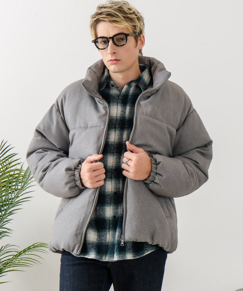 【Blue Standard/ブルースタンダード】ウールタッチ ヘリンボーン ファイバーダウンジャケット 軽量 大人カジュアル