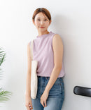 【C-FORTPOINT/フォートポイント】【ひんやり接触冷感 オンにもオフにも！】カット楊柳 ノースリーブTシャツ タンクトップ 着痩せ きれいめ カジュアル 涼しい