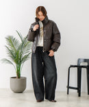 【C-FORT POINT/フォートポイント】フェイクレザー 中綿ブルゾン