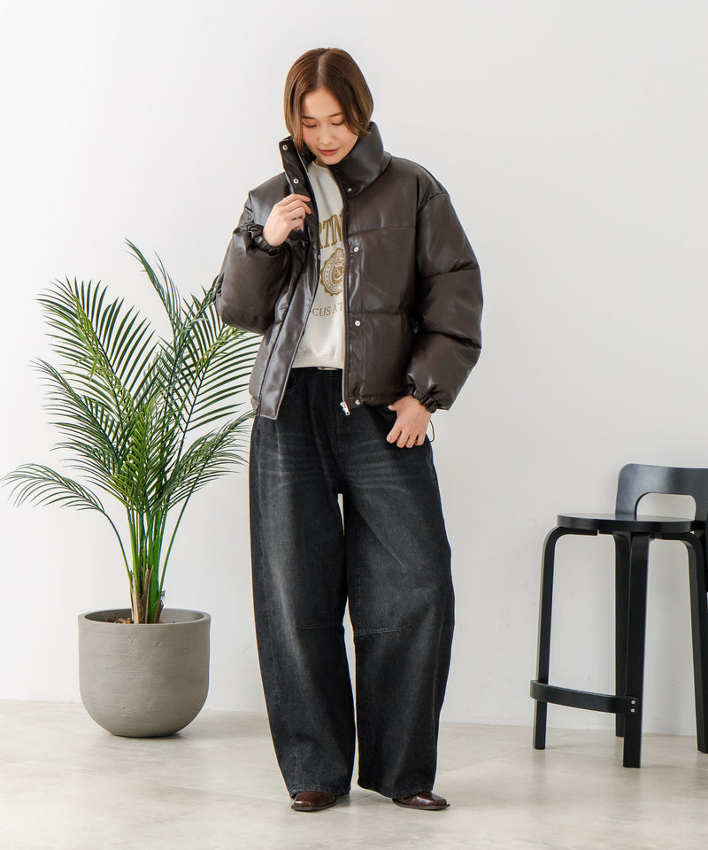 【C-FORT POINT/フォートポイント】フェイクレザー 中綿ブルゾン