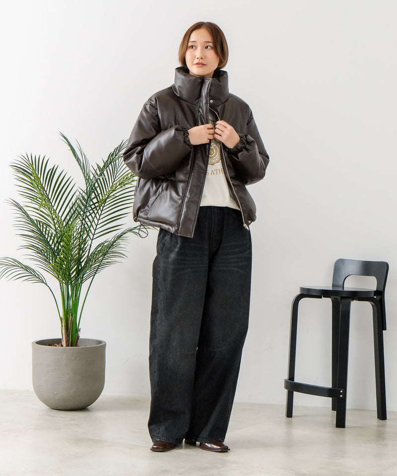 【C-FORT POINT/フォートポイント】フェイクレザー 中綿ブルゾン