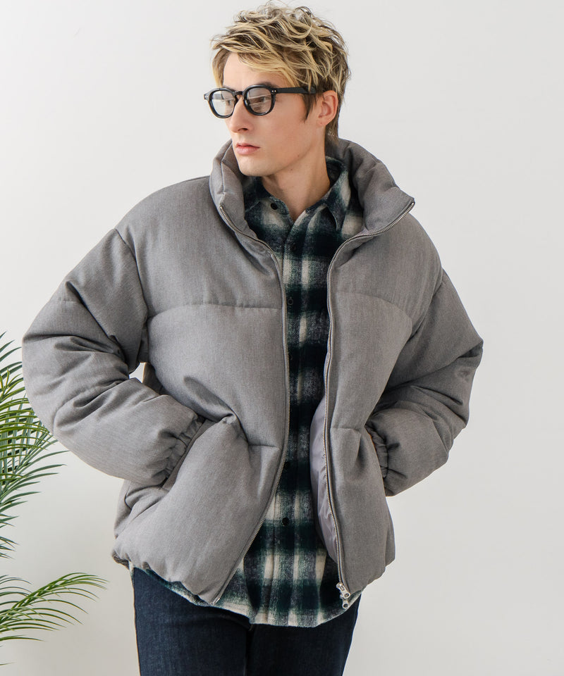 【Blue Standard/ブルースタンダード】ウールタッチ ヘリンボーン ファイバーダウンジャケット 軽量 大人カジュアル