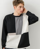 【BLUE STANDARD/ブルースタンダード】パフィースウェット 切り替え クルーネック トレーナー ストレッチ 春服