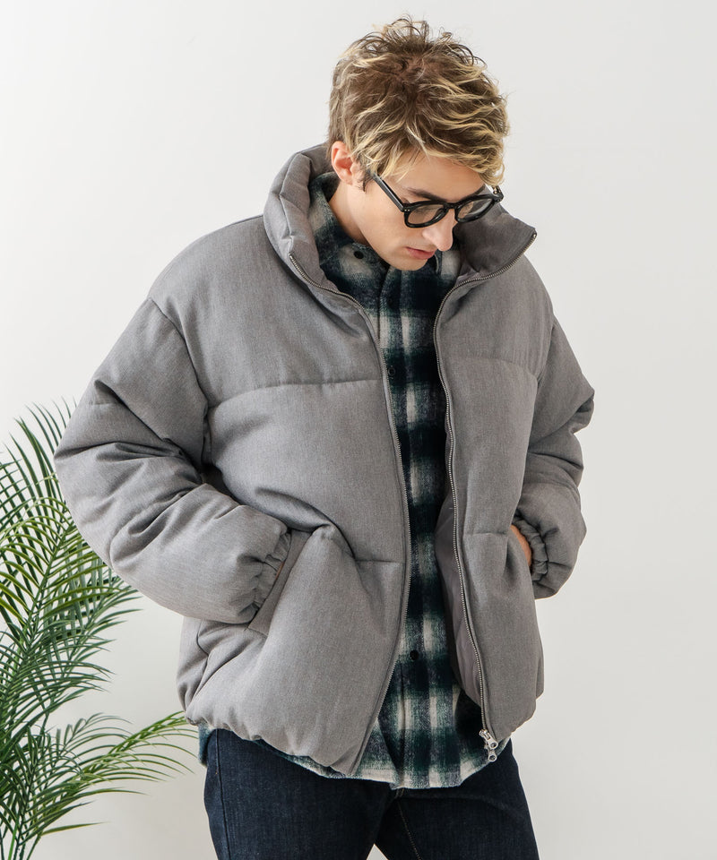 【Blue Standard/ブルースタンダード】ウールタッチ ヘリンボーン ファイバーダウンジャケット 軽量 大人カジュアル