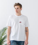 ZEROSTAIN 胸ポケット 刺繍Tシャツ 汗染みの目立ちにくいTシャツ 防汚 ＵＶカット アニマル おじさん ビール アメ車