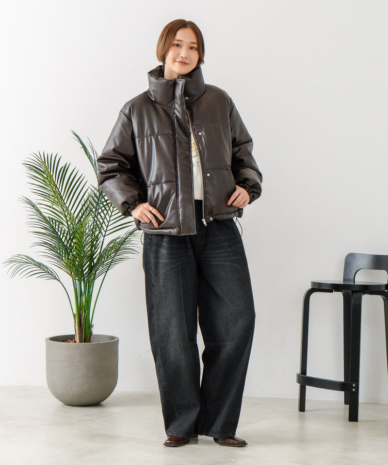 【C-FORT POINT/フォートポイント】フェイクレザー 中綿ブルゾン