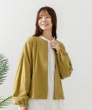 【fort point/フォートポイント】梨地 クルーネック ジップカーディガン