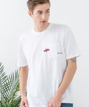 ZEROSTAIN 胸ポケット 刺繍Tシャツ 汗染みの目立ちにくいTシャツ 防汚 ＵＶカット アニマル おじさん ビール アメ車