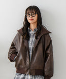 【BEVERLY HILLS POLO CLUB/ビバリーヒルズポロクラブ】フェイクレザー リブブルゾン