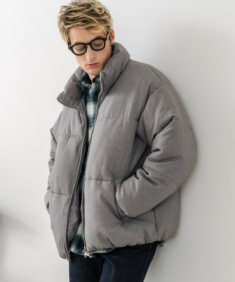 【Blue Standard/ブルースタンダード】ウールタッチ ヘリンボーン ファイバーダウンジャケット 軽量 大人カジュアル