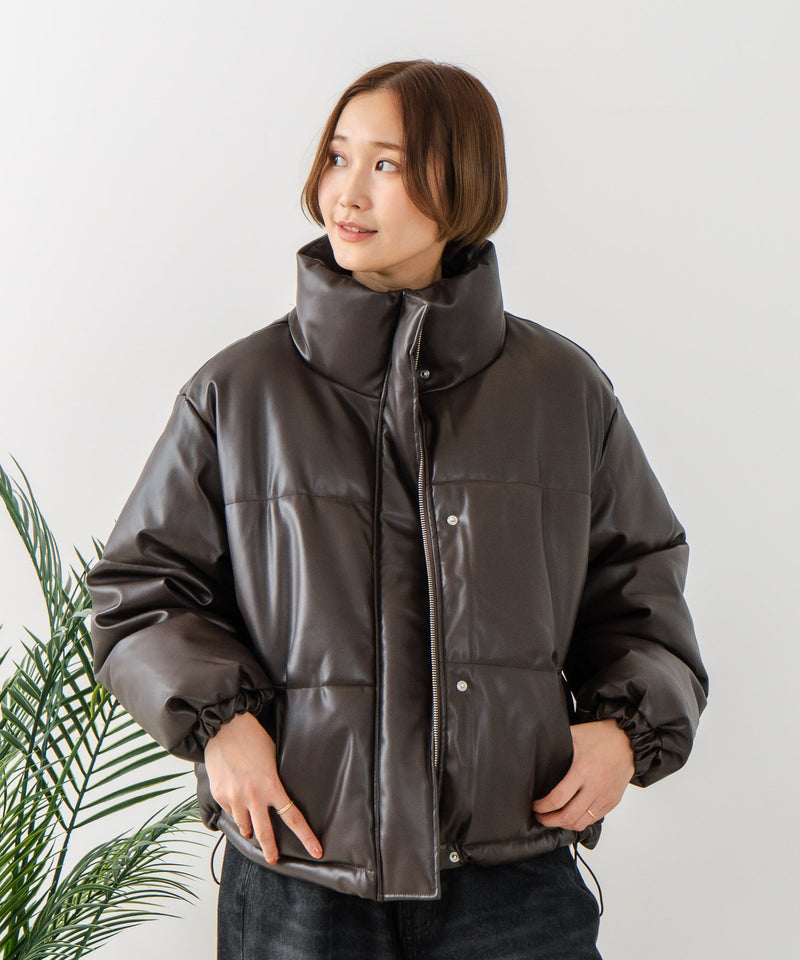 【C-FORT POINT/フォートポイント】フェイクレザー 中綿ブルゾン