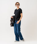 【HANES/ヘインズ】【独自製法で生み出したこだわりの“先染めBLACK”】KURO for HER クルーネックＴシャツ 無地 シンプル 美シルエット コンパクトシルエット すっきり見え タグレス仕様 ブラインドステッチ ❘ジーンズメイト公式オンラインショップ