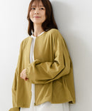 【fort point/フォートポイント】梨地 クルーネック ジップカーディガン