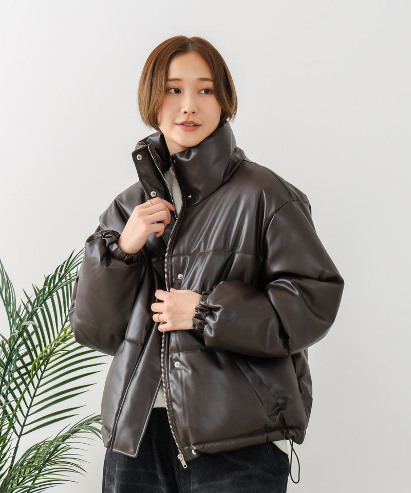 【C-FORT POINT/フォートポイント】フェイクレザー 中綿ブルゾン