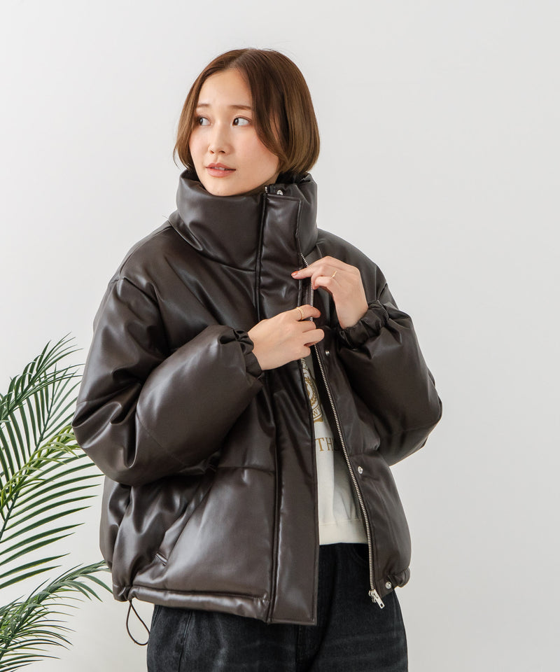 【C-FORT POINT/フォートポイント】フェイクレザー 中綿ブルゾン