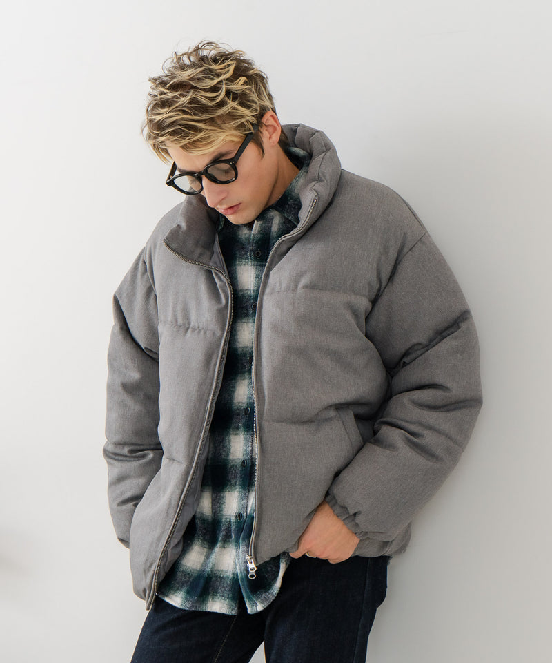 【Blue Standard/ブルースタンダード】ウールタッチ ヘリンボーン ファイバーダウンジャケット 軽量 大人カジュアル