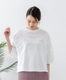 5分袖 刺繍バルーンスリーブTシャツ【C17/シーセブンティーン】