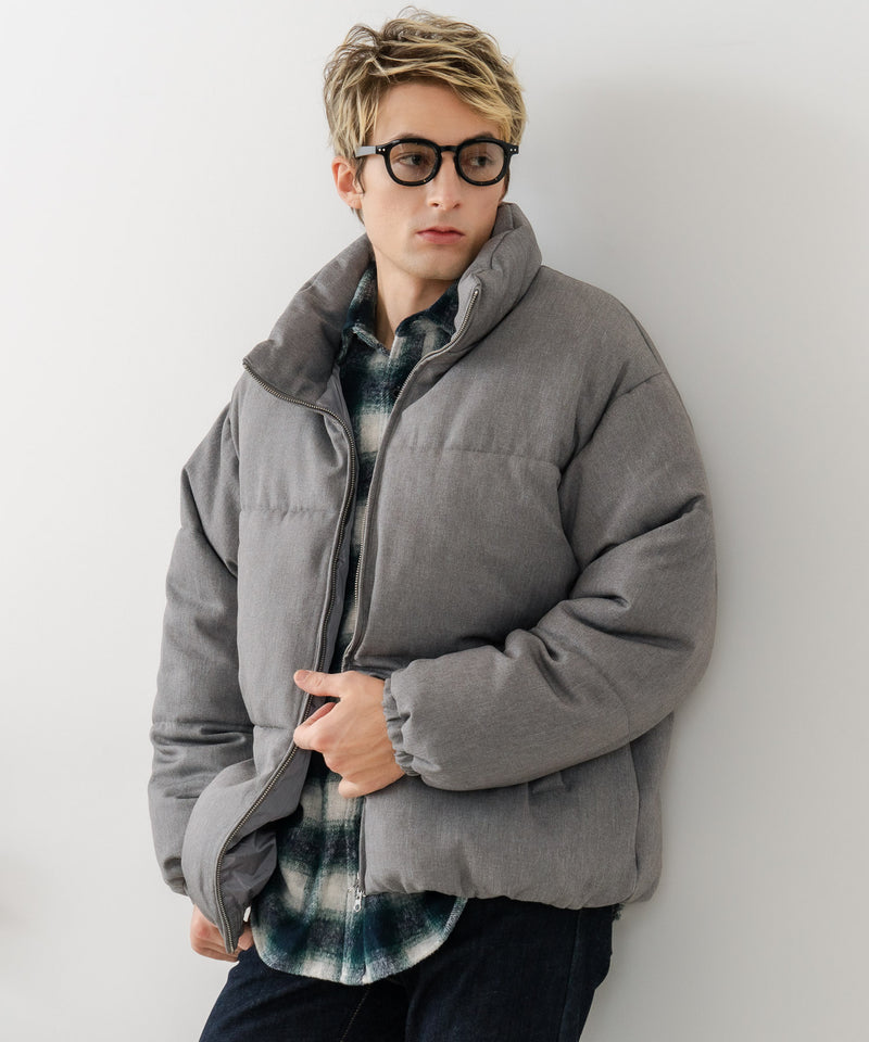 【Blue Standard/ブルースタンダード】ウールタッチ ヘリンボーン ファイバーダウンジャケット 軽量 大人カジュアル