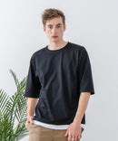 ZEROSTAIN フェイクレイヤード ビッグシルエット キーネック クルーネック Tシャツ 汗染みの目立ちにくいTシャツ 防汚 ＵＶカット ZERO STAIN