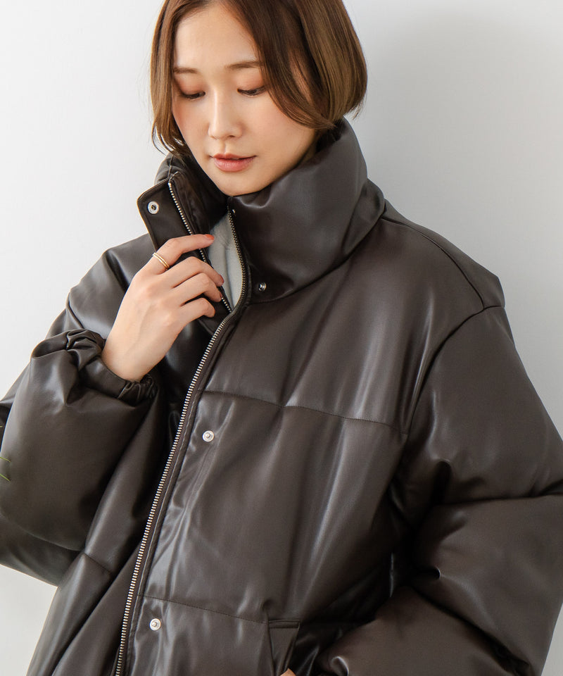 【C-FORT POINT/フォートポイント】フェイクレザー 中綿ブルゾン