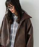 【BEVERLY HILLS POLO CLUB/ビバリーヒルズポロクラブ】フェイクレザー リブブルゾン