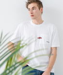 ZEROSTAIN 胸ポケット 刺繍Tシャツ 汗染みの目立ちにくいTシャツ 防汚 ＵＶカット アニマル おじさん ビール アメ車