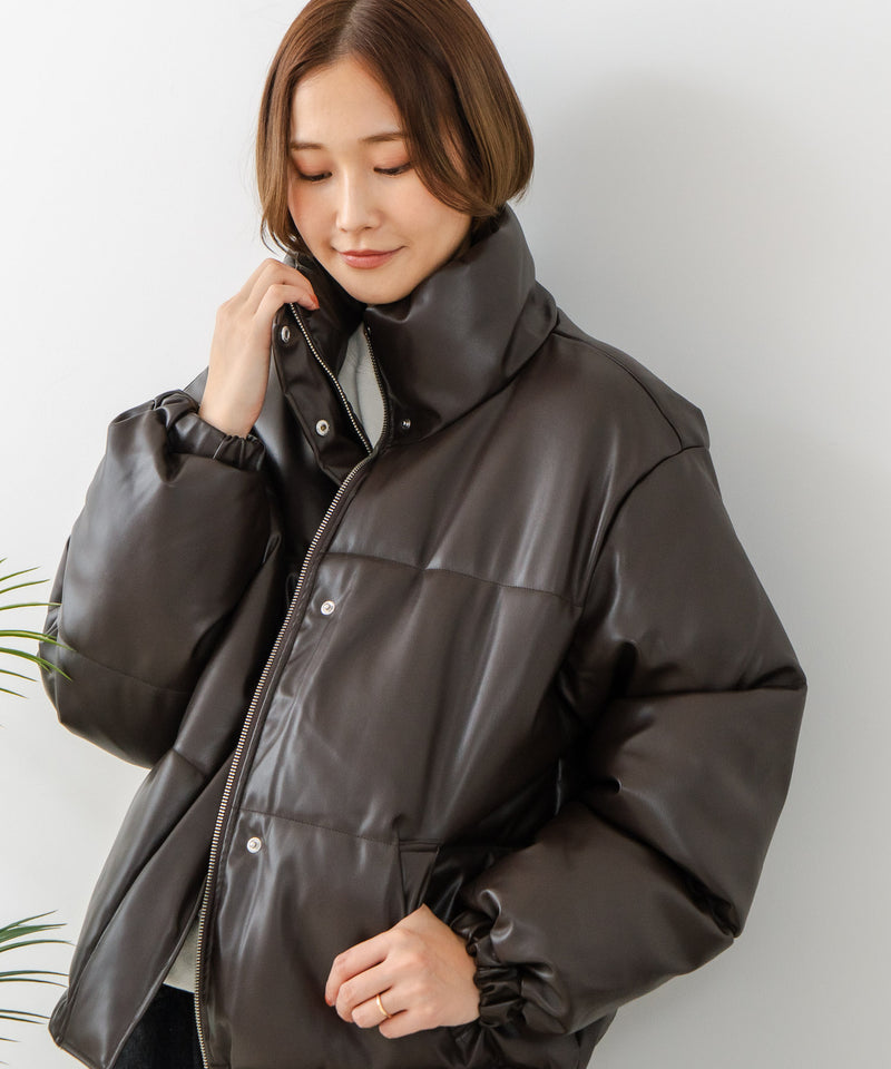 【C-FORT POINT/フォートポイント】フェイクレザー 中綿ブルゾン