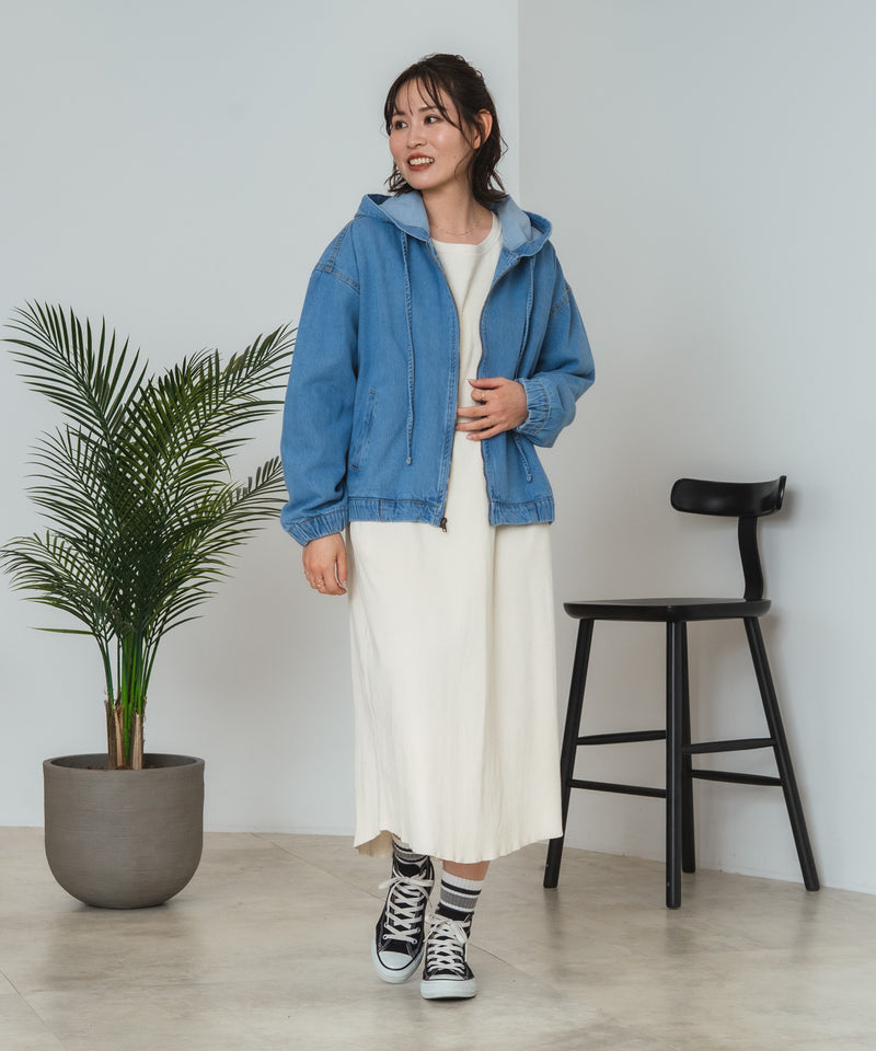 C-FORT POINT/フォートポイント】フード付き デニムジャケット デニム